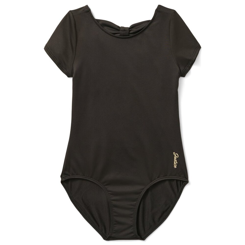 Justice Girls S Cap Sleeve Dance Gymnastics Black Leotard SIZE 7-8 NEW